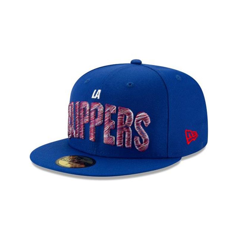 NBA Los Angeles Clippers Raised Threads 59Fifty Fitted (KUX2983) - Blue New Era Caps